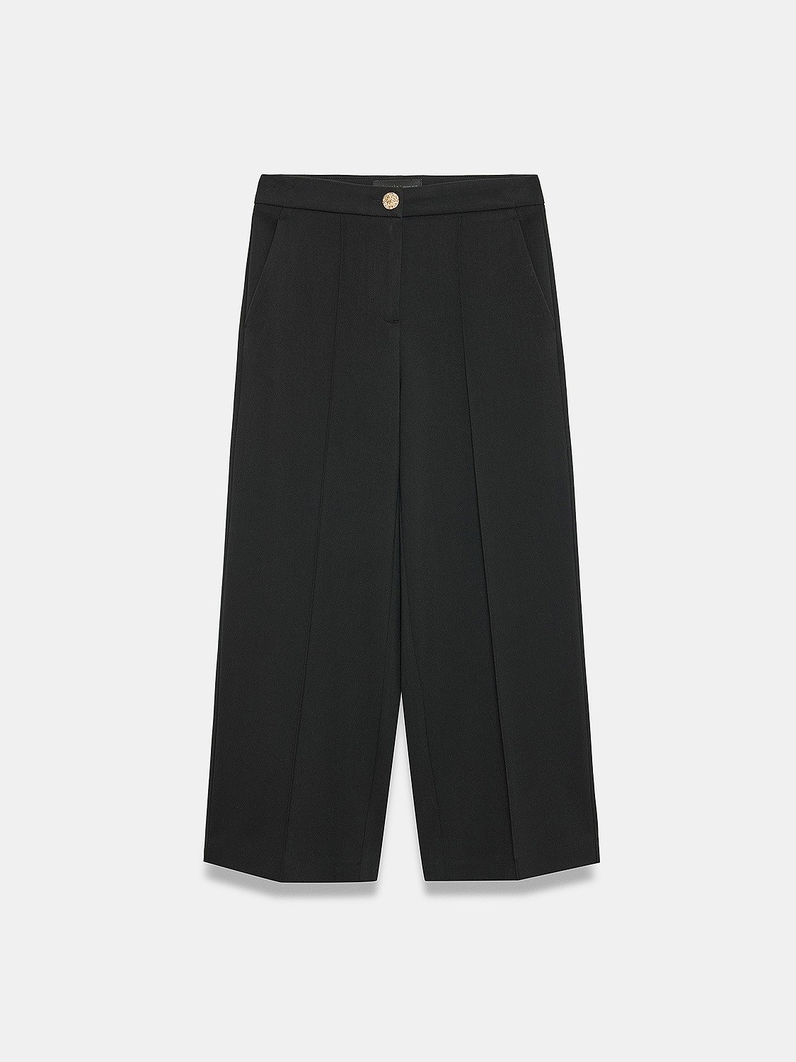Nervür Dikiş Detaylı Culotte Pantolon - SİYAH
