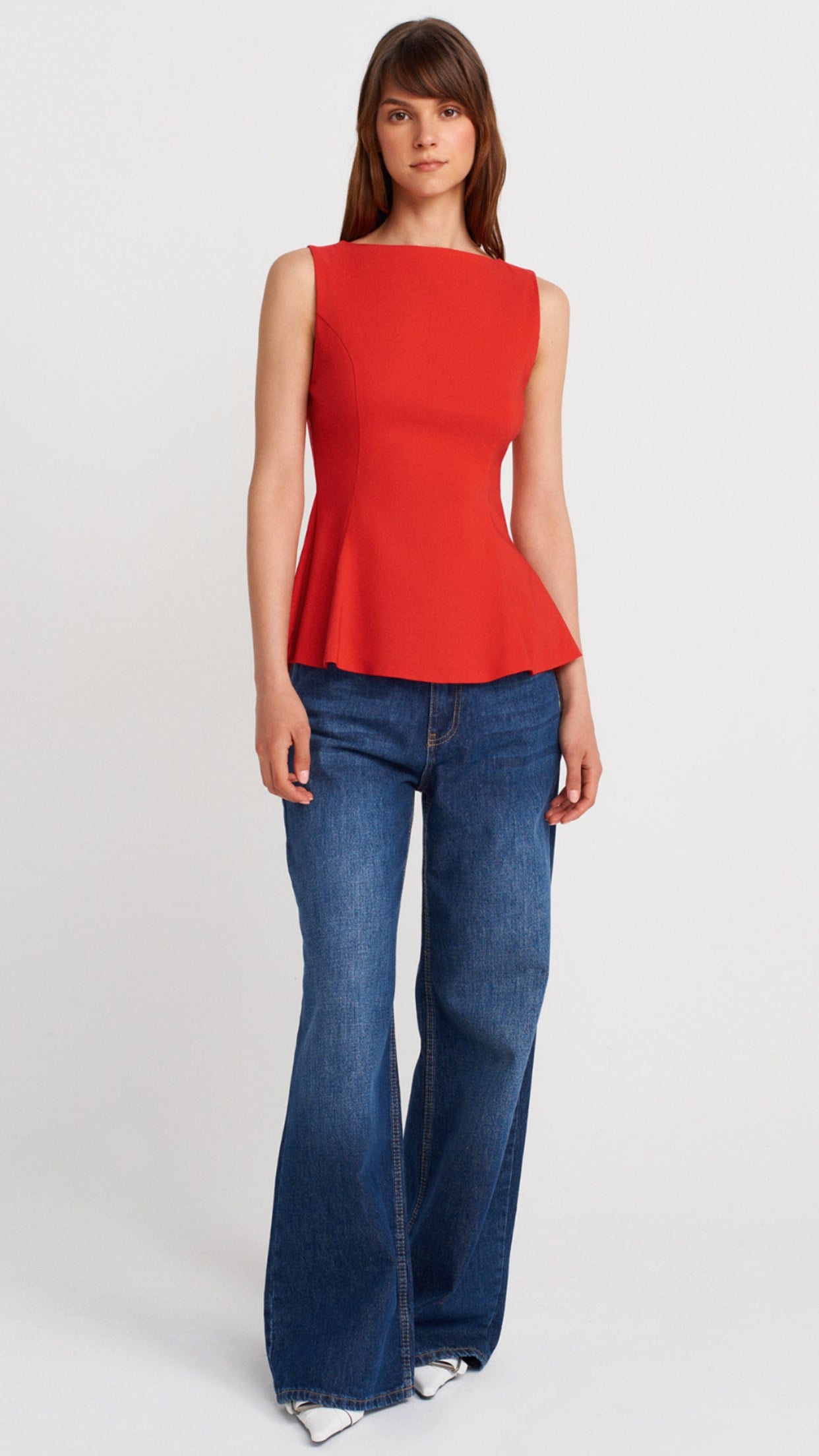 Peplum Top-KIRMIZI