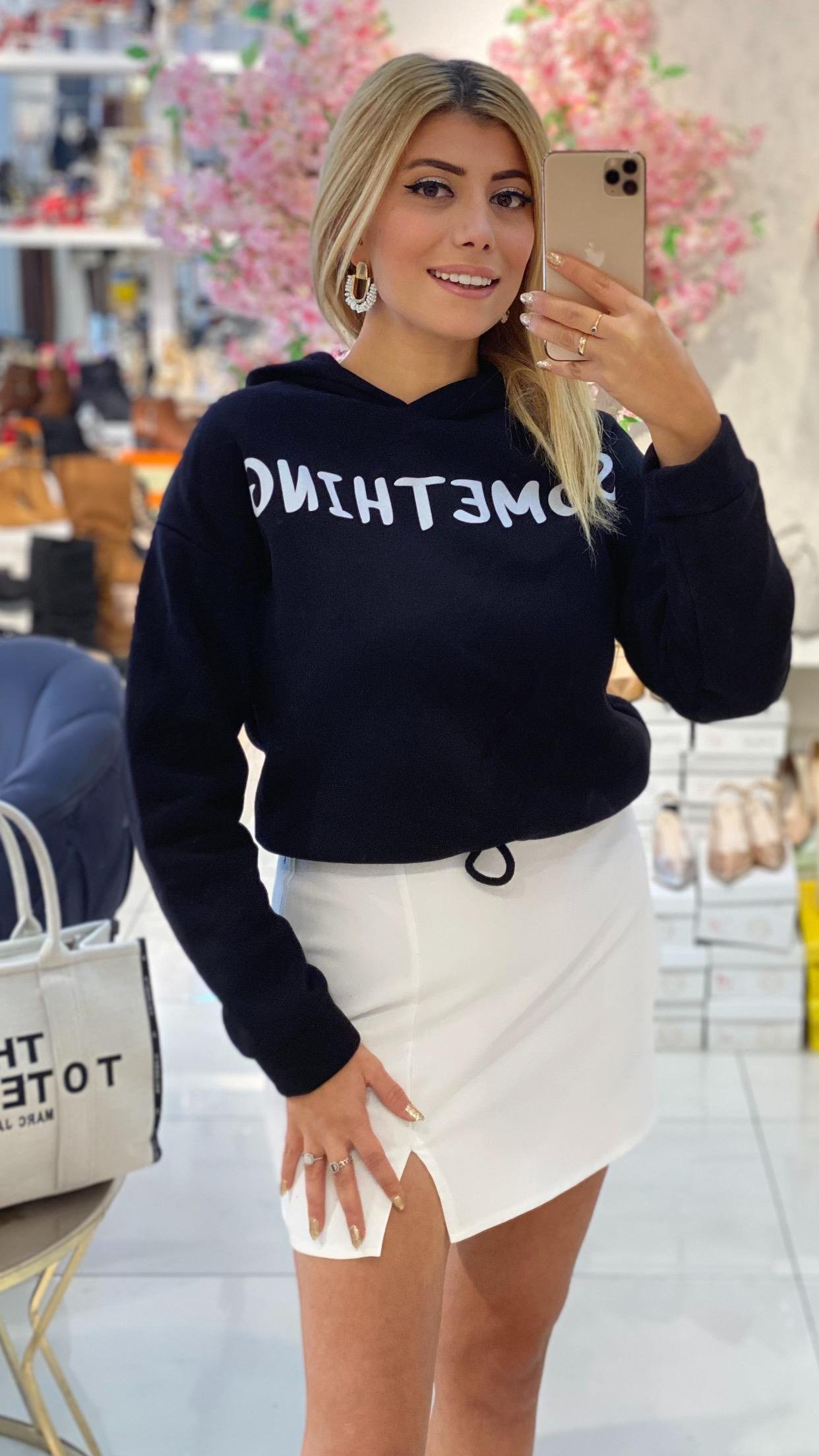 Siyah Şardonlu Üç İplik Sweat