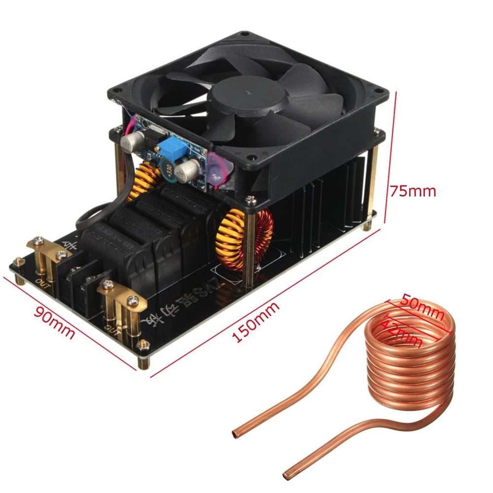 1000W 12-36V 20A ZVS İndüksiyon Isıtma Makinesi + Soğutucu Fan + Bakır Tüp