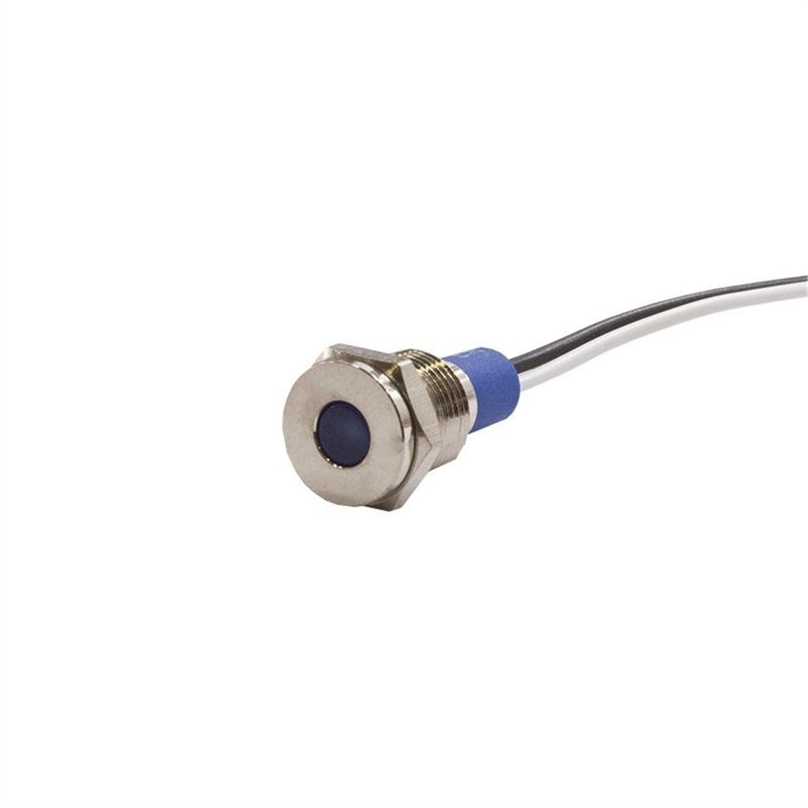 10mm Metal Kablolu Sinyal Lambası Mavi IP67 10V-30V