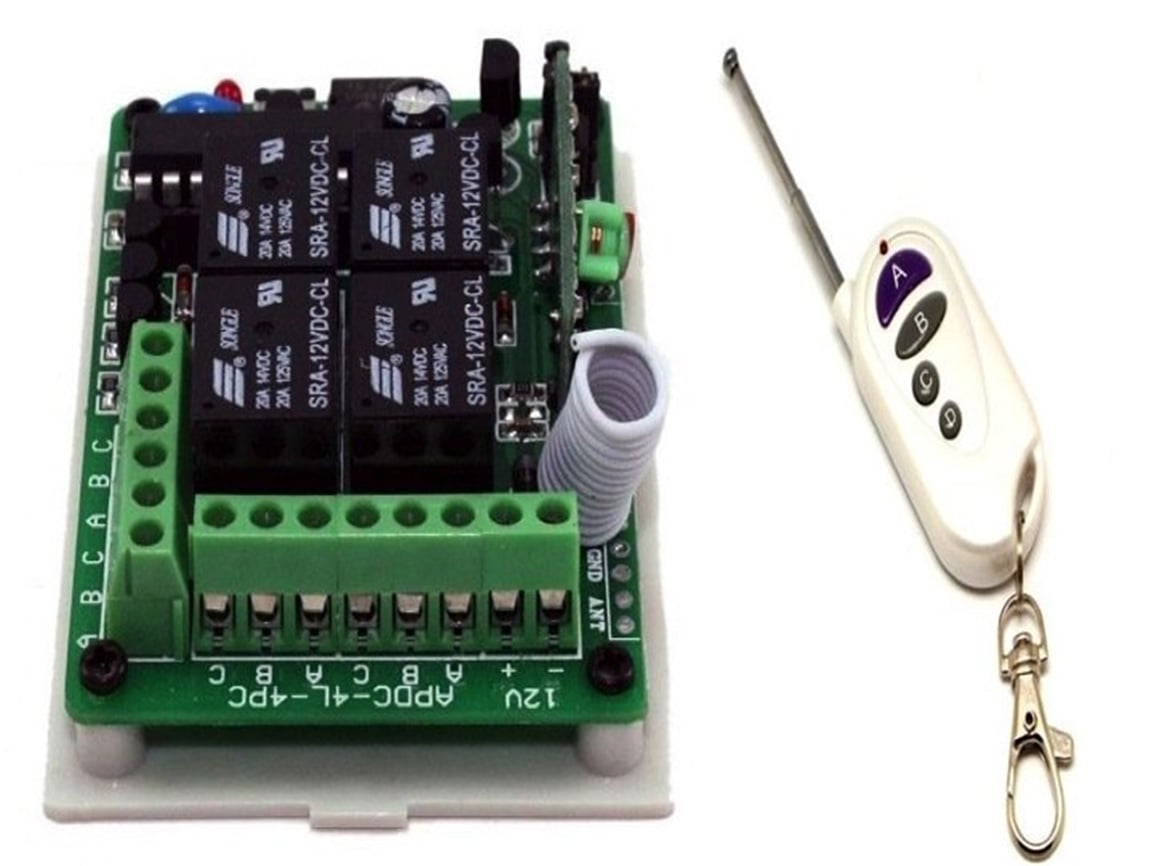 12V 433MHz 4 Kanallı Kablosuz Kumandalı RF Alıcılı Röle Modülü (Kutulu)12V 433MHz 4 Kanallı Kablosuz Kumandalı RF Alıcılı Röle Modülü (Kutulu)
