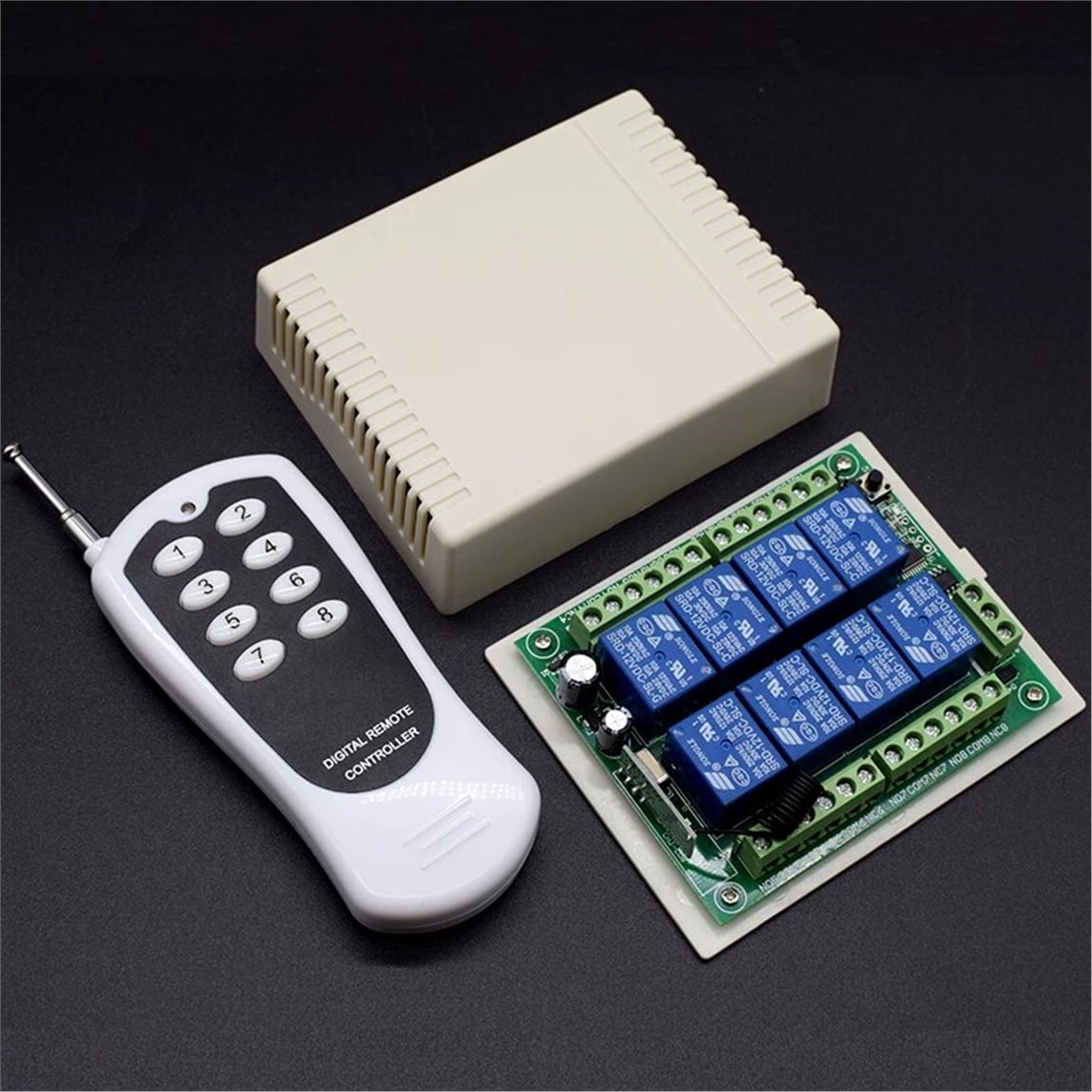 12V 433MHz 8 Kanallı Kablosuz Kumandalı RF Alıcılı Röle Modülü (Kutulu)12V 433MHz 8 Kanallı Kablosuz Kumandalı RF Alıcılı Röle Modülü (Kutulu)