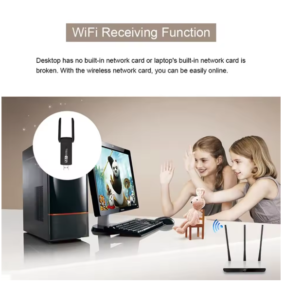 1300 Mbps Dual Band Usb 3.0 Adaptör Kablosuz Wifi Alıcı 2.4ghz 5ghz + Bluetooth 4.2USB WiFi Bluetooth Adaptör | 1300 Mbps Dual Band 5GHz 2.4GHz Kablosuz Ağ Kartı + BT 4.2 Destekli Dongle | Robo Dünya