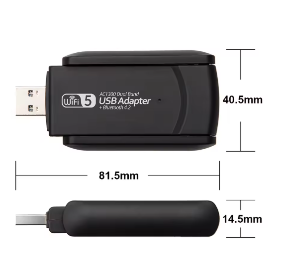 1300 Mbps Dual Band Usb 3.0 Adaptör Kablosuz Wifi Alıcı 2.4ghz 5ghz + Bluetooth 4.2USB WiFi Bluetooth Adaptör | 1300 Mbps Dual Band 5GHz 2.4GHz Kablosuz Ağ Kartı + BT 4.2 Destekli Dongle | Robo Dünya