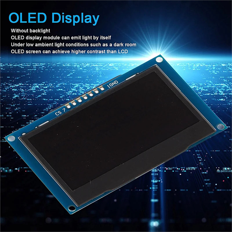 2.42 inç VER 4.1 128x64 SSD1309 7 Pinli SPI/I2C OLED LCD Ekran Modülü - Lehimli2.42 İnç SSD1309 128x64 OLED Ekran | Robo Dünya