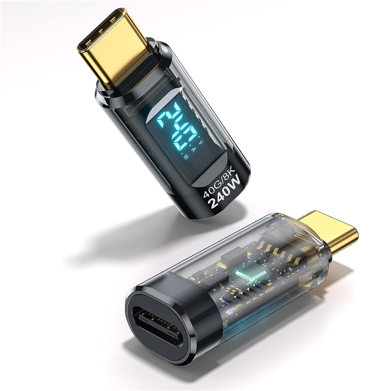 240W USB 3.1 Type-C Dijital Güç Ölçer Adaptör – 40Gbps Veri Aktarımı, 8K Görüntü Destekli Voltaj Akım Watt Göstergeli240W USB Type-C Dijital Voltaj Akım Güç Ölçer | Robo Dünya
