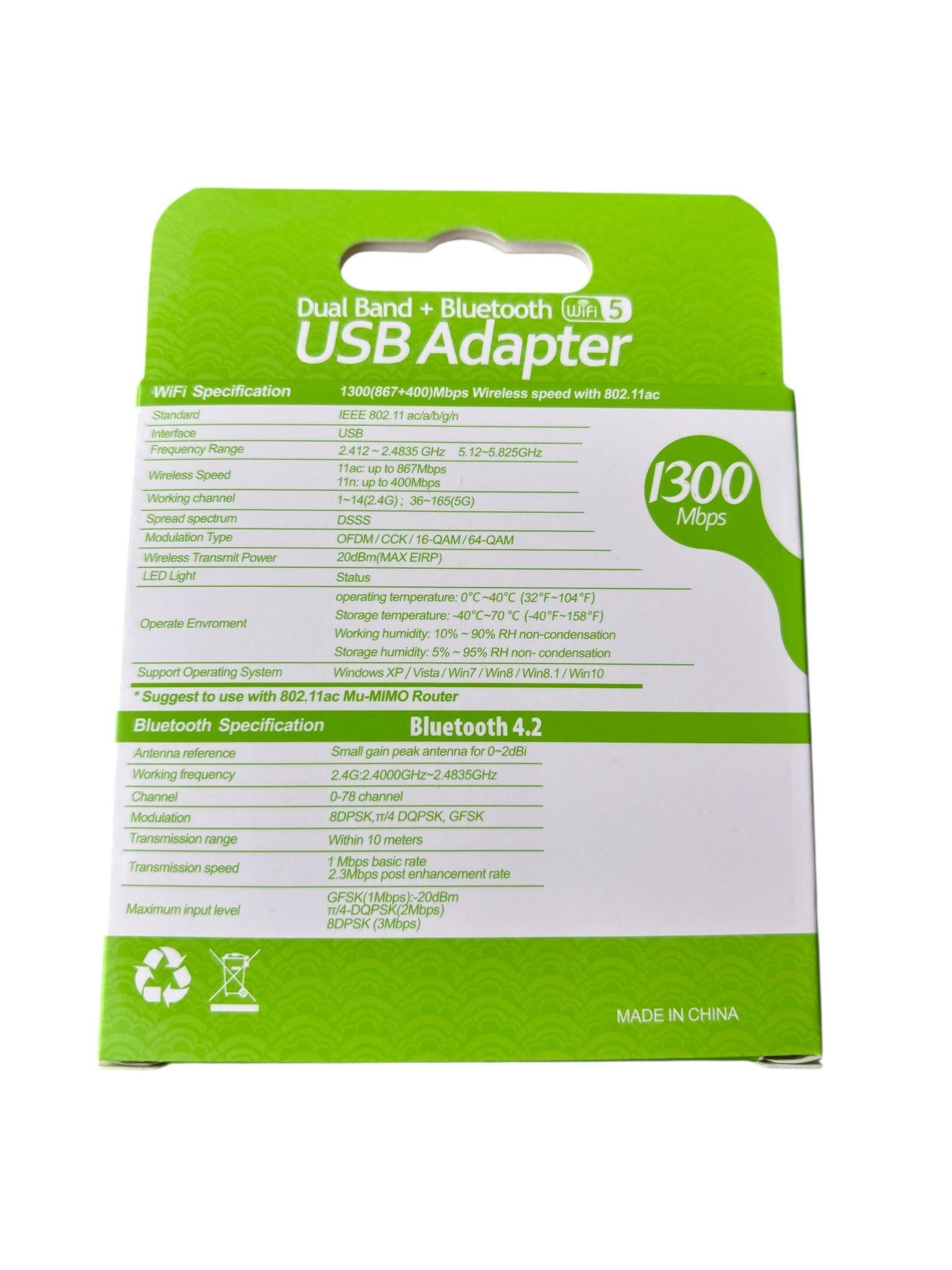 300 Mbps Dual Band Usb 3.0 Adaptör Kablosuz Wifi Alıcı 2.4ghz 5ghz + Bluetooth 4.2USB WiFi Bluetooth Adaptör | 1300 Mbps Dual Band 5GHz 2.4GHz Kablosuz Ağ Kartı + BT 4.2 Destekli Dongle | Robo Dünya