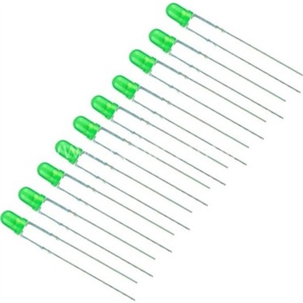 3mm Yeşil Led - 10'lu Paket