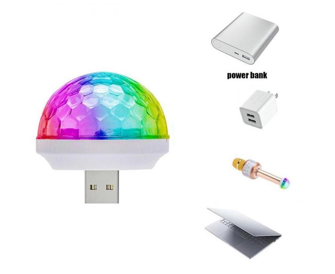 Araç İçi Sese Duyarlı Mini Disko Topu Led Usb'li Telefon Uyumlu