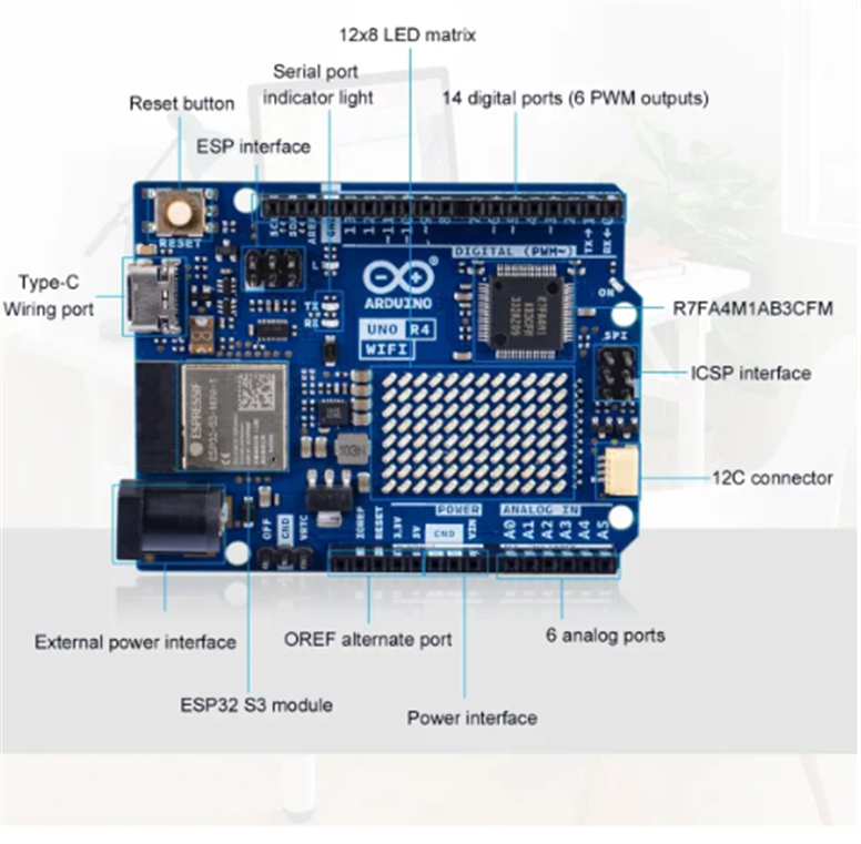 Arduino UNO R4 WiFi Geliştirme Kartı - Type-CArduino UNO R4 WiFi Geliştirme Kartı - Type-C