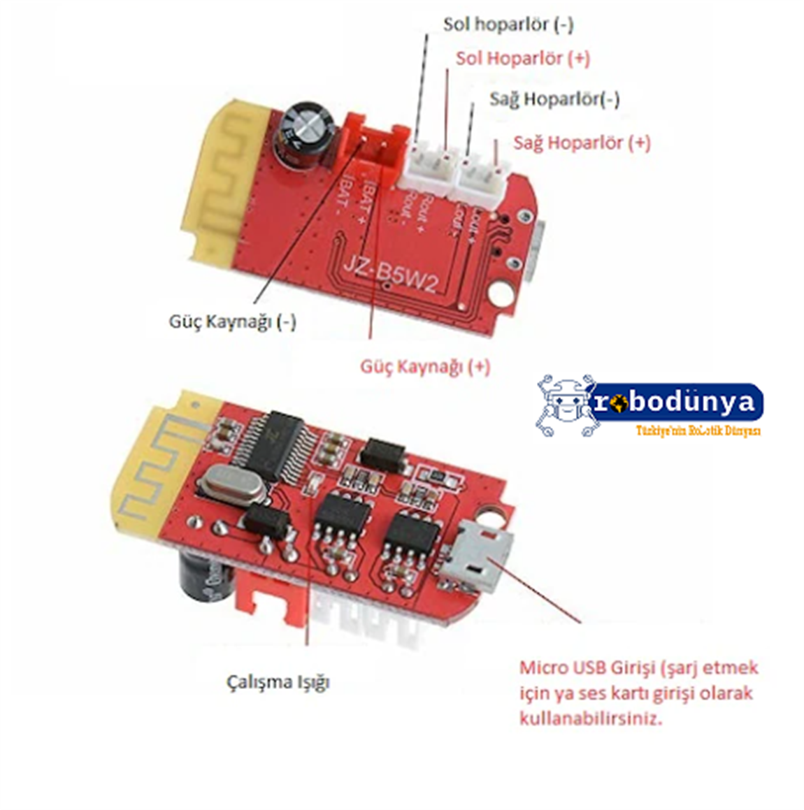 Ct14 Bluetooth Amfi Devresi 5V 2X5W Şarj Edilebilir Amfi ModülüCt14 Bluetooth Amfi Devresi 5V 2X5W Şarj Edilebilir Amfi Modülü | Robo Dünya