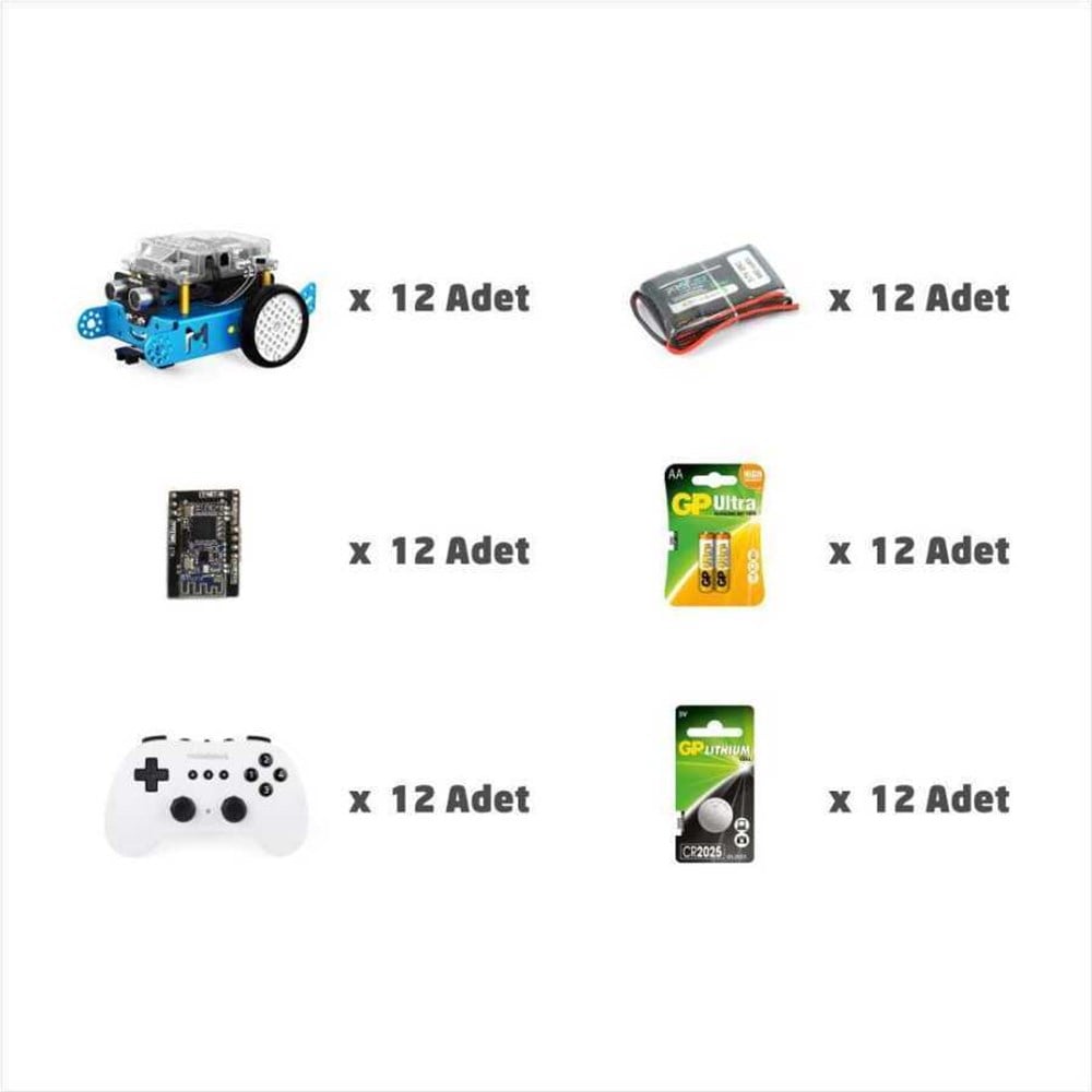 İlkokul ve Ortaokul mBot Robotik Laboratuarı Seti 12+1 Kişilik Maker Laboratuarı