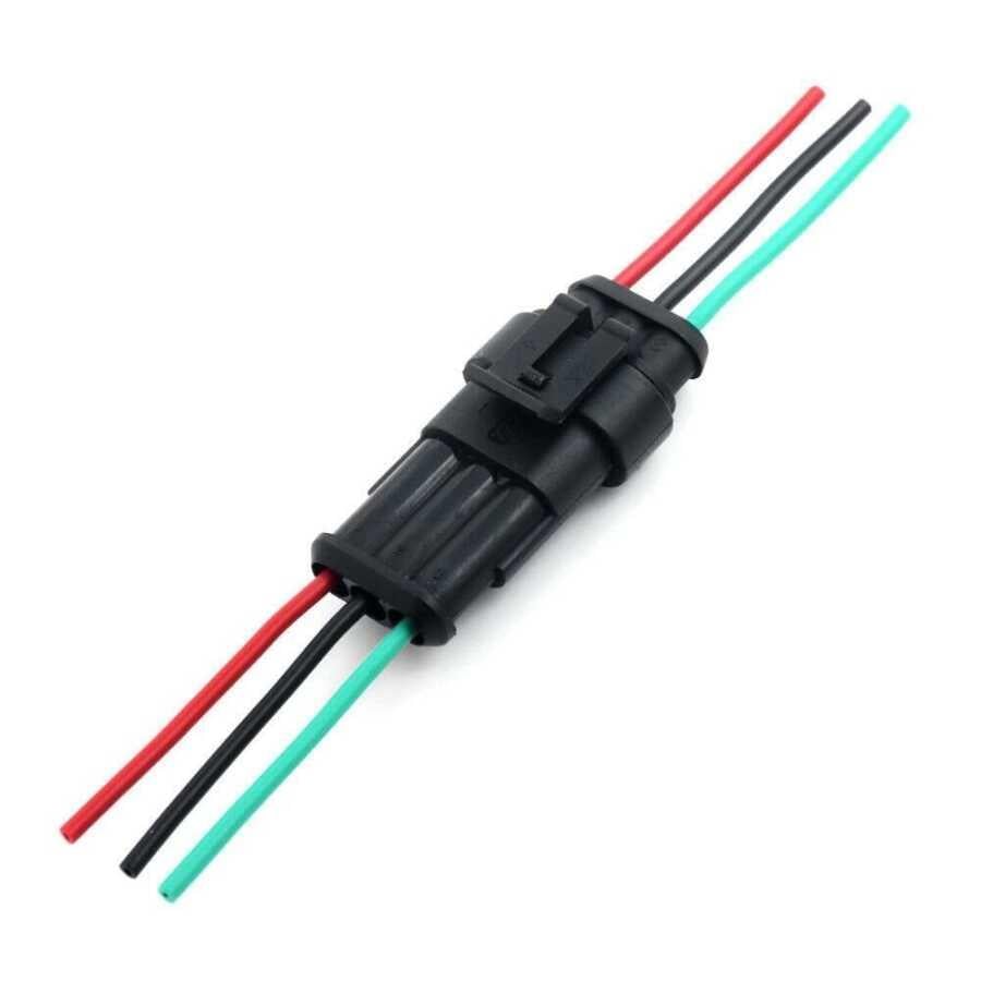 Kablolu 3-Pin Su Geçirmez Konnektör TakımıKablolu 3-Pin Su Geçirmez Konnektör Takımı