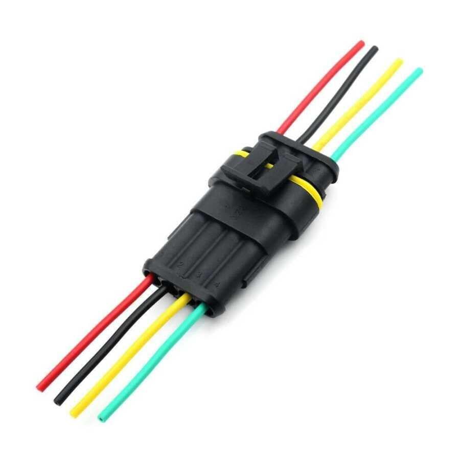 Kablolu 4-Pin Su Geçirmez Konnektör TakımıKablolu 4-Pin Su Geçirmez Konnektör Takımı
