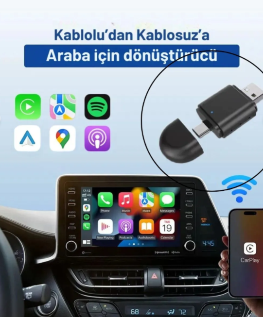 Kablosuz Carplay Adaptörü - Wireless Carplay ÇeviriciKablosuz Carplay Adaptörü - Wireless Carplay Çevirici