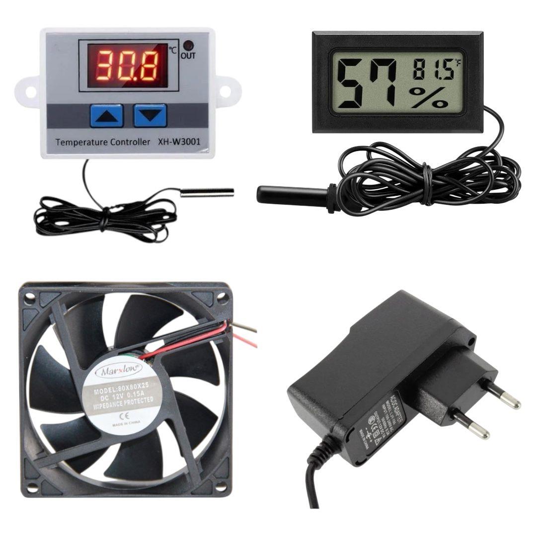 Kuluçka Seti,termostat,fan,adaptör,nem Cihazı Higrometre,kuluçka Makinesi SetiKuluçka Seti,termostat,fan,adaptör,nem Cihazı Higrometre,kuluçka Makinesi Seti