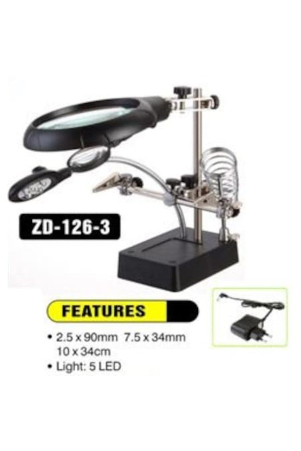 MG16129-C Led Işıklı Büyüteçli - Mercekli Havya Sehpası ZD-126-3