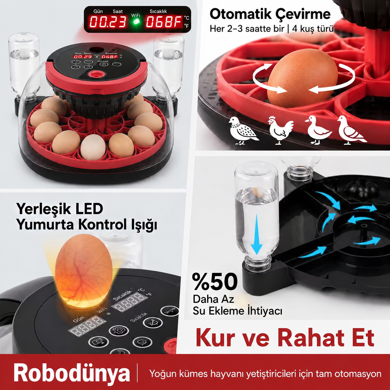 Robodünya Akıllı Kameralı Kuluçka Makinesi - 12'li