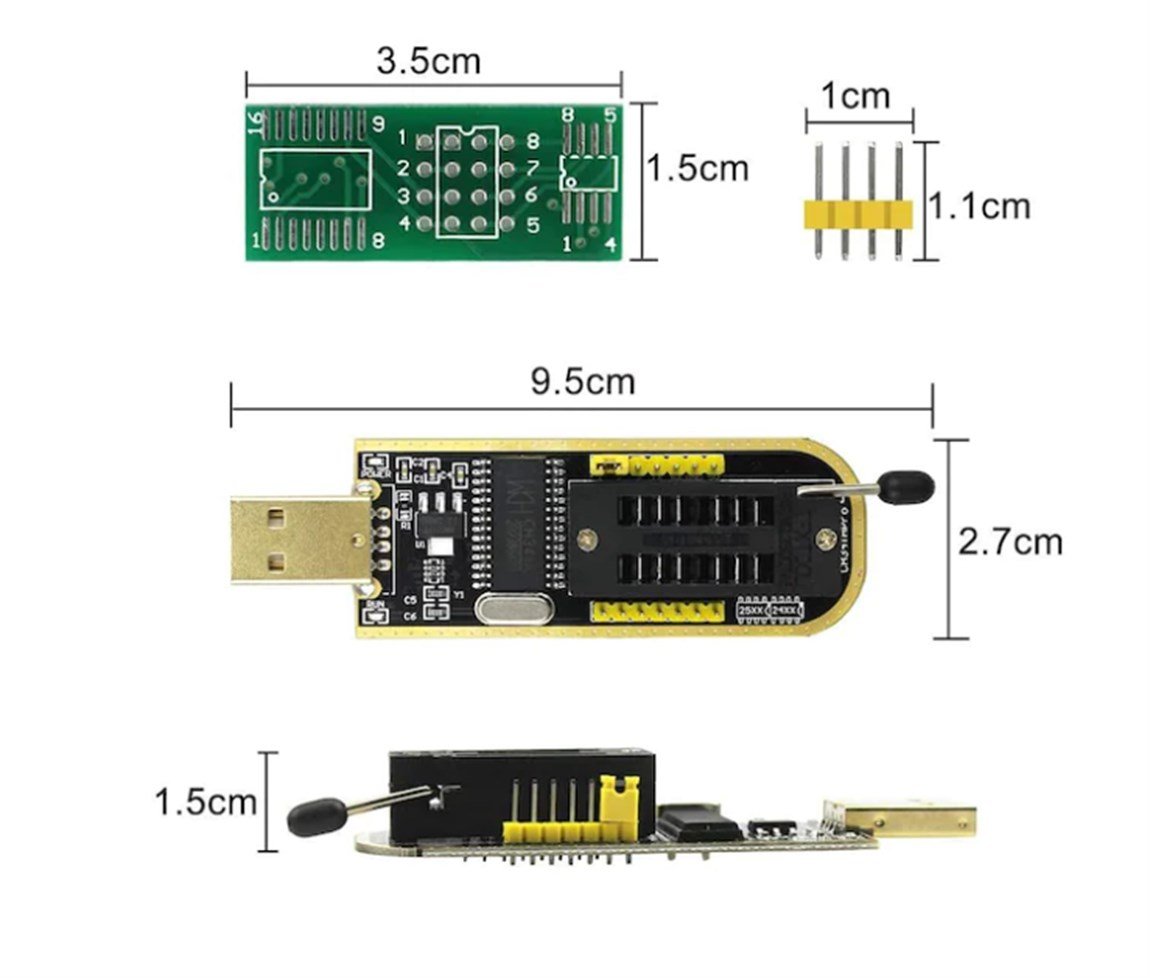 USB Bios Flash EEPROM Programlayıcı CH341A + SOIC8 SOP8 Test KlipsiUSB Bios Flash EEPROM Programlayıcı CH341A + SOIC8 SOP8 Test Klipsi | Robo Dünya