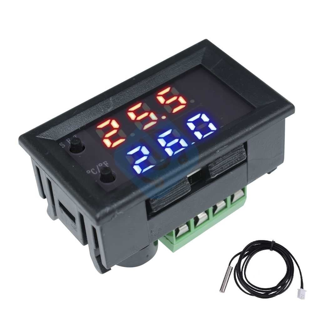 W1209WK Dijital LED Sıcaklık Kontrolcü Modülü + 12VDC Su Geçirmez NTC Sensör