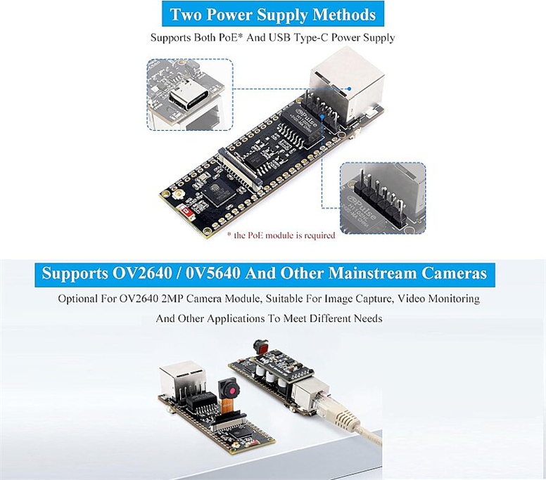 Waveshare ESP32-S3-POE-ETH Ethernet Geliştirme Kartı - Wi-Fi ve Bluetooth - PoE Modülü ile BirlikteWaveshare ESP32-S3 PoE Ethernet Kartı | Robo Dünya