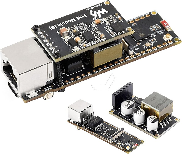 Waveshare ESP32-S3-POE-ETH Ethernet Geliştirme Kartı - Wi-Fi ve Bluetooth - PoE Modülü ile BirlikteWaveshare ESP32-S3 PoE Ethernet Kartı | Robo Dünya