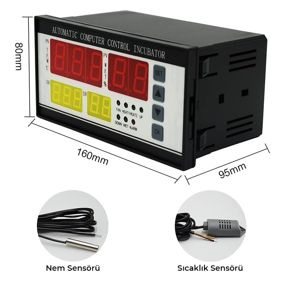 XM-18 AC 220V Dijital Nem ve Sıcaklık Kontrol Cihazı Otomatik Kuluçka İnkübatör TermostatXM-18 220V Nem ve Sıcaklık Kontrol Cihazı | Kuluçka Termostatı