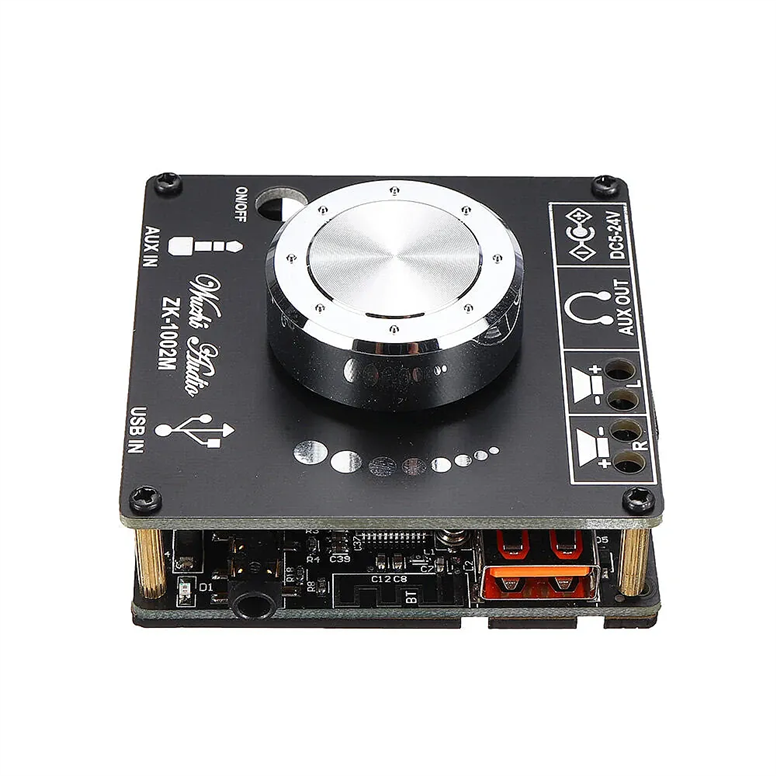 ZK-1002M 2x100W Bluetooth 5.0 USB AUX TPA3116D2 Stereo Amfi Modülü – Ses KontrollüZK-1002M Bluetooth USB AUX 2x100W Amfi | Robo Dünya