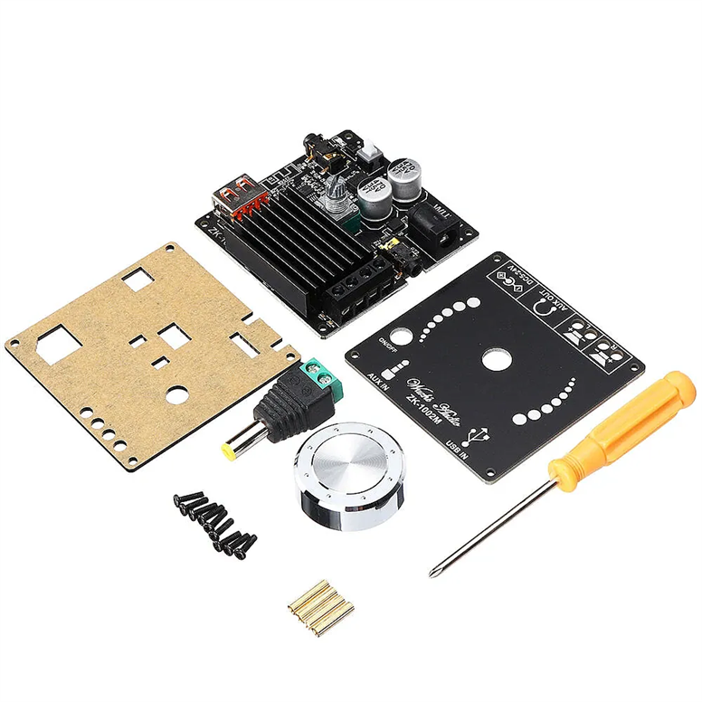 ZK-1002M 2x100W Bluetooth 5.0 USB AUX TPA3116D2 Stereo Amfi Modülü – Ses KontrollüZK-1002M Bluetooth USB AUX 2x100W Amfi | Robo Dünya