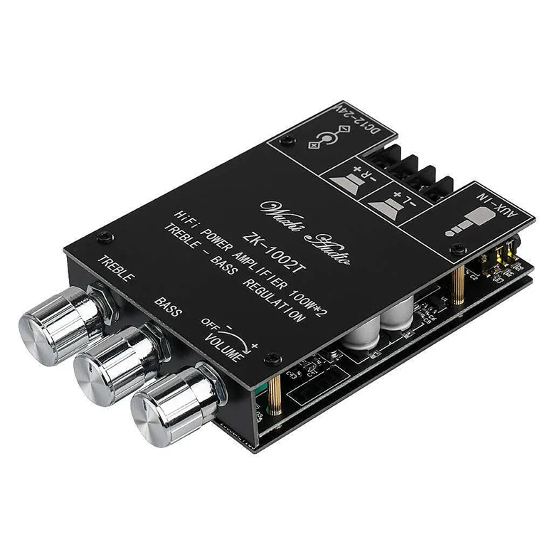 ZK-1002T 2x100W Bluetooth 5.0 TPA3116D2 Stereo Amfi Modülü – Bas/Tiz KontrollüZK-1002T Bluetooth 2x100W Bas Tiz Amfi Modülü | Robo Dünya