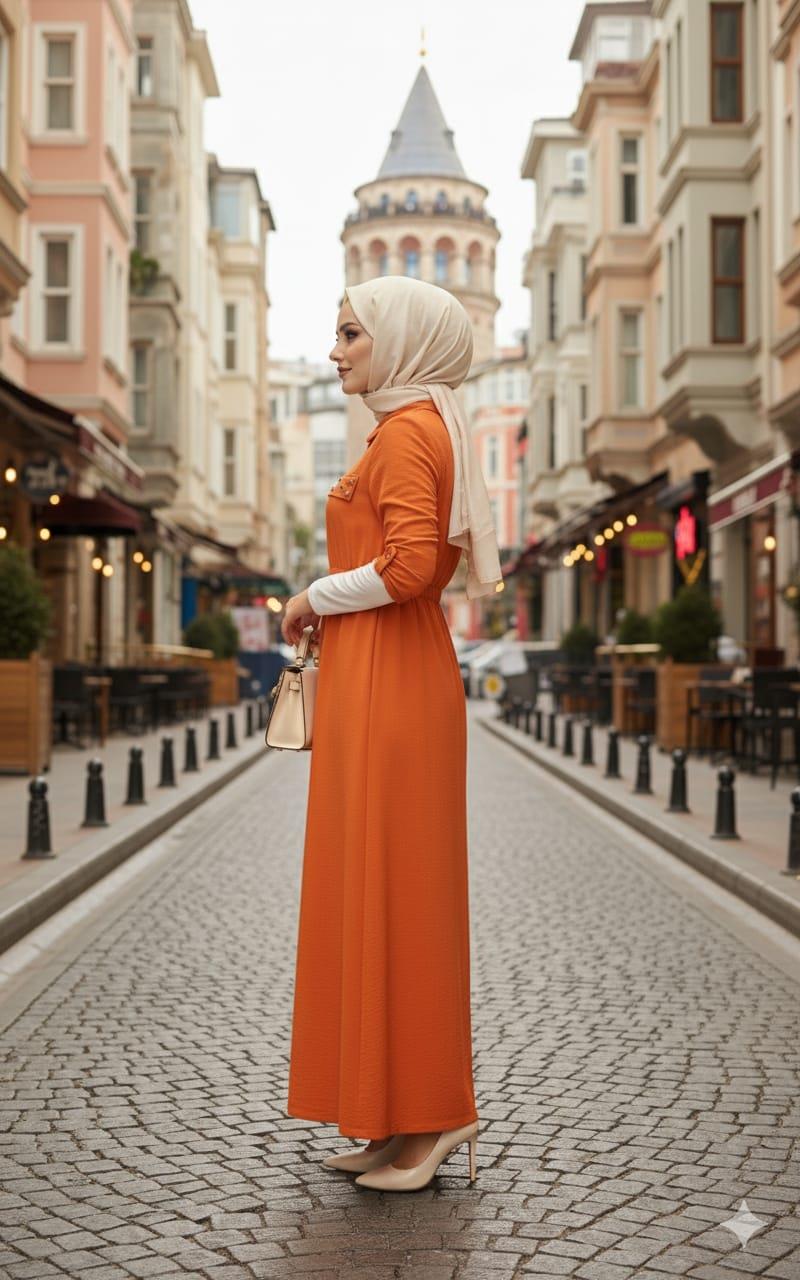 BELİ LASTİKLİ FERMUARLI PARAŞÜT ELBİSE