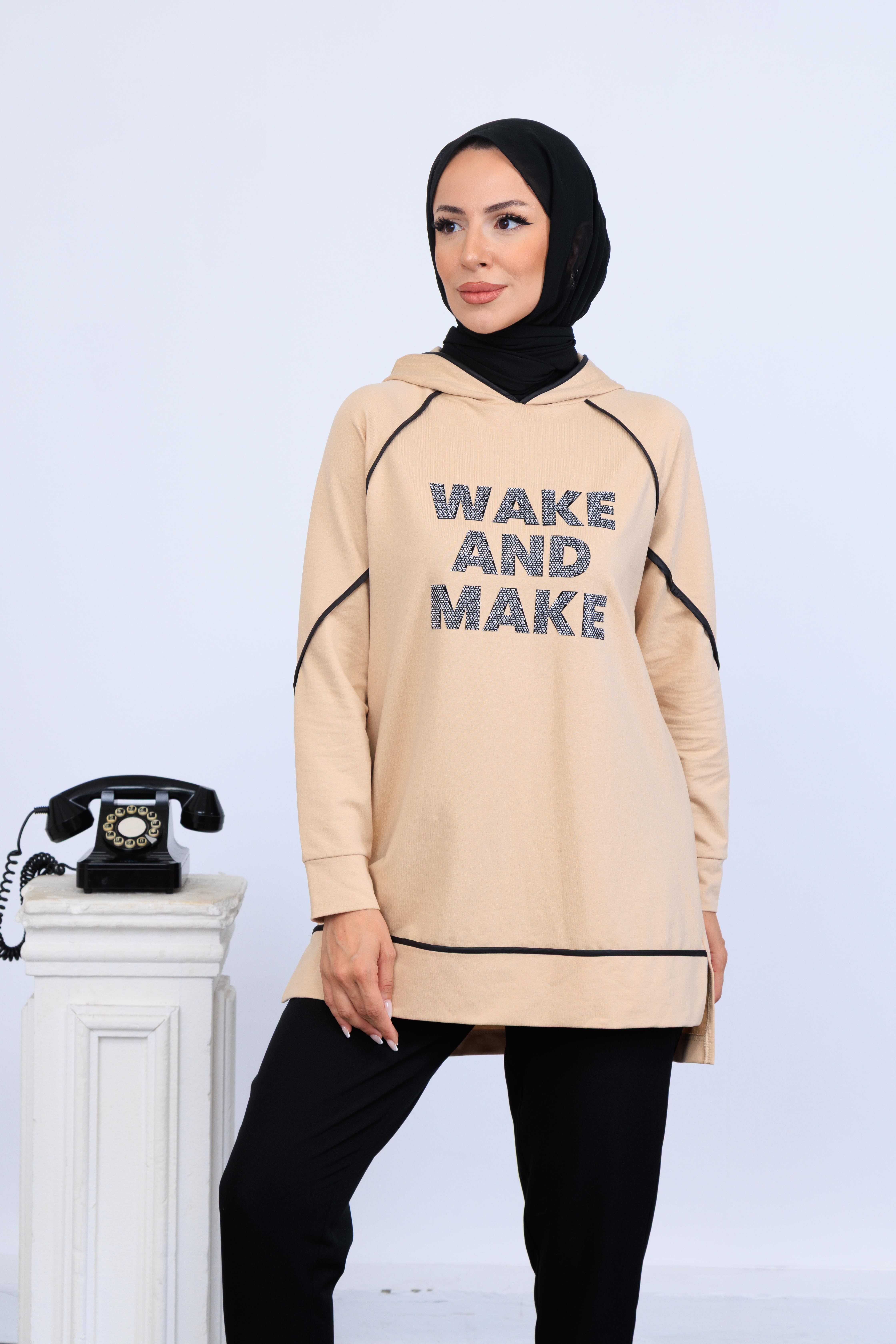 BİYE DETAYLI YAZILI SWEATSHIRT