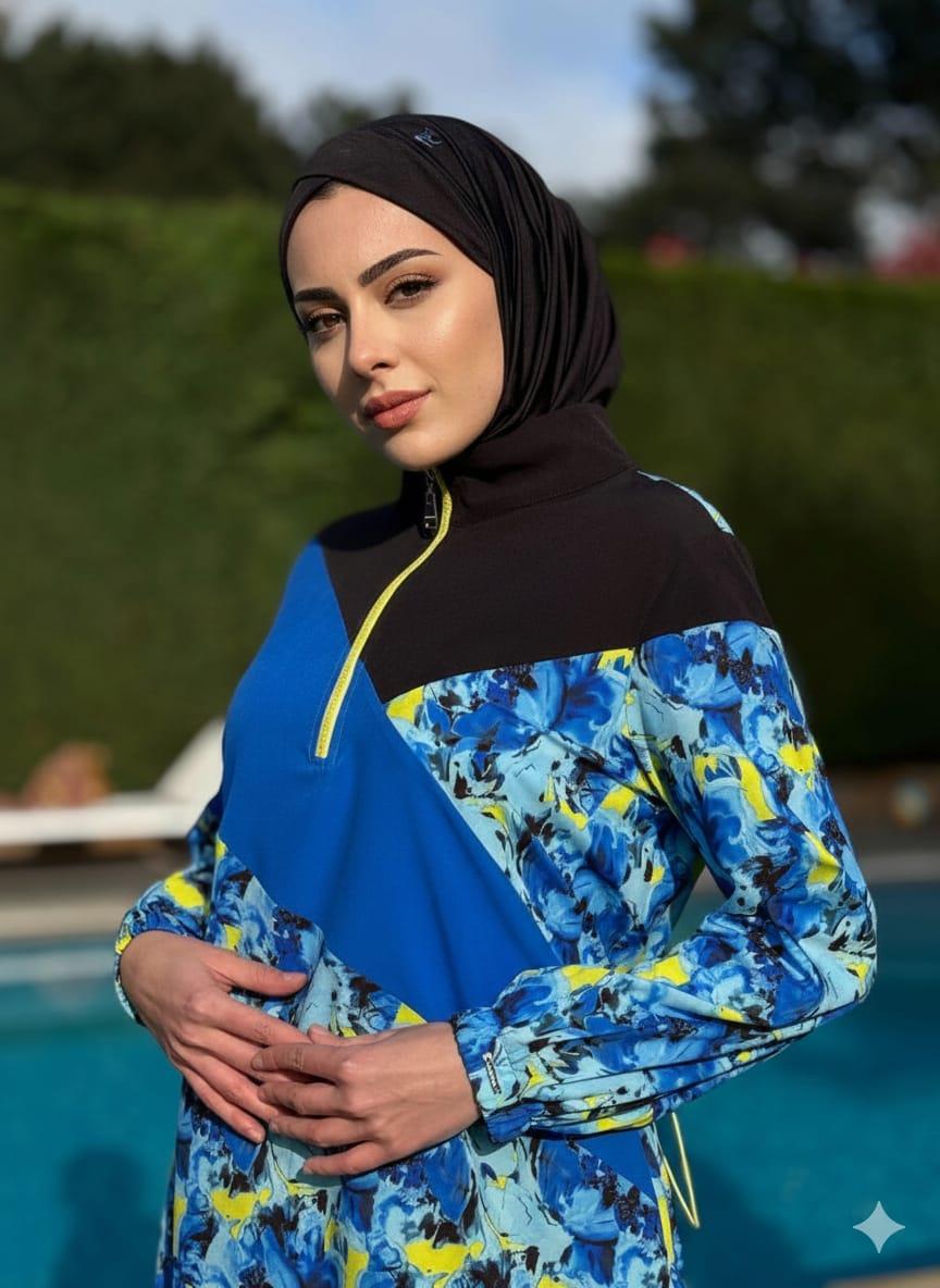 ÇİÇEK FİGÜRLÜ TESETTÜR MAYO