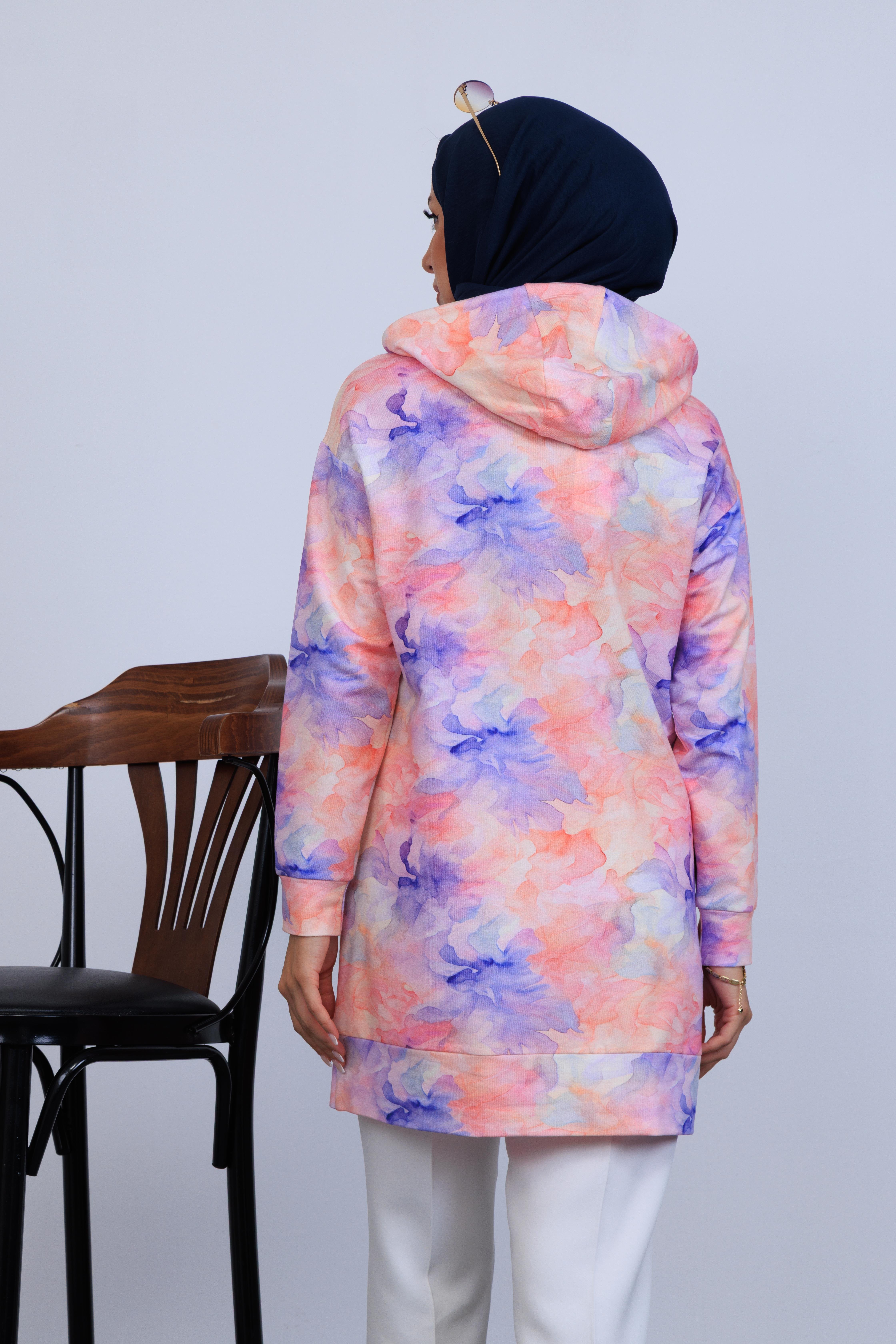DESENLİ CEP DETAYLI SWEATSHIRT