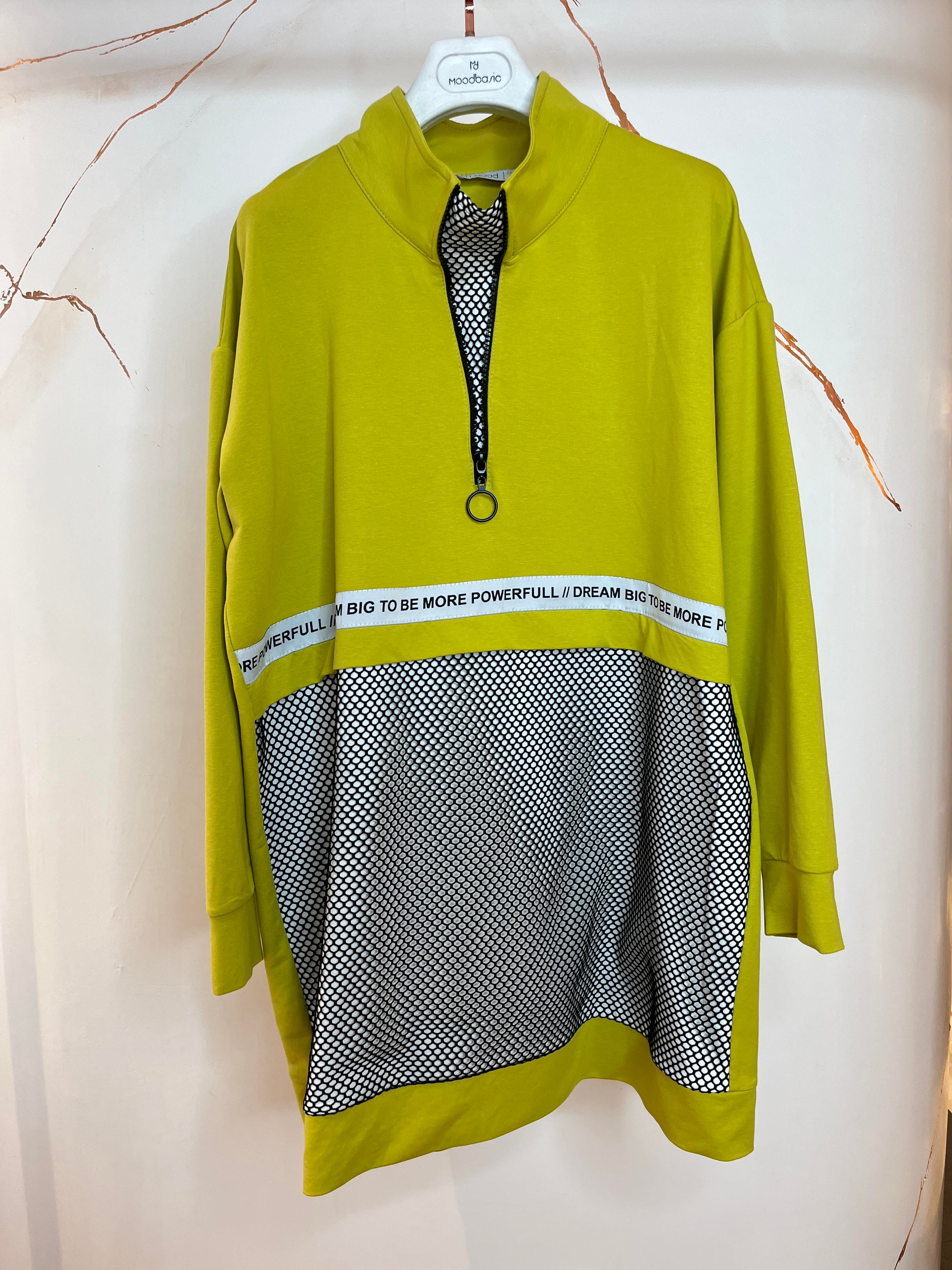 DİK YAKA FİLELİ SWEATSHIRT