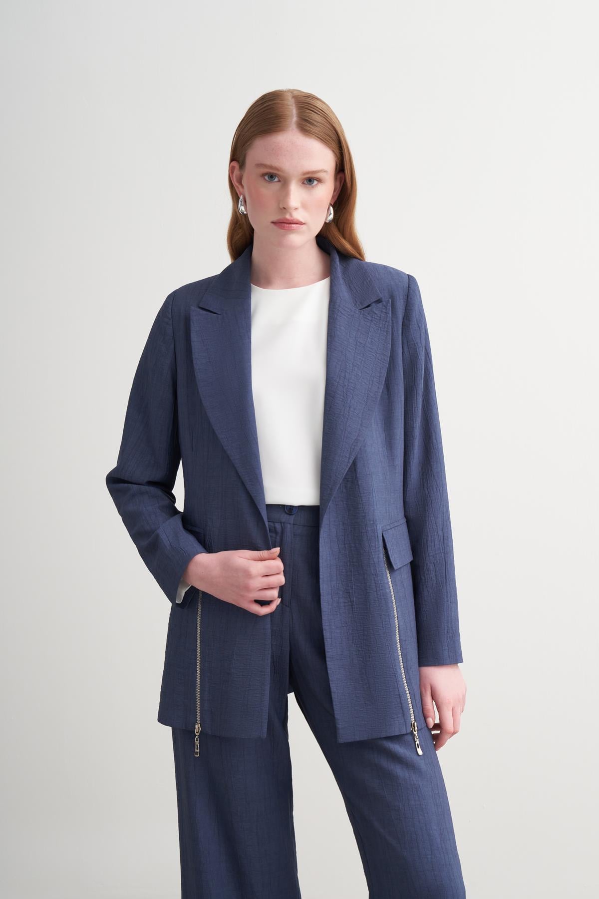 FERMUAR DETAYLI BLAZER CEKET TAKIM