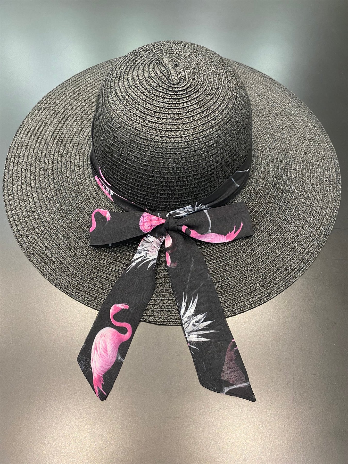 FLAMİNGO DESENLİ HASIR ŞAPKA