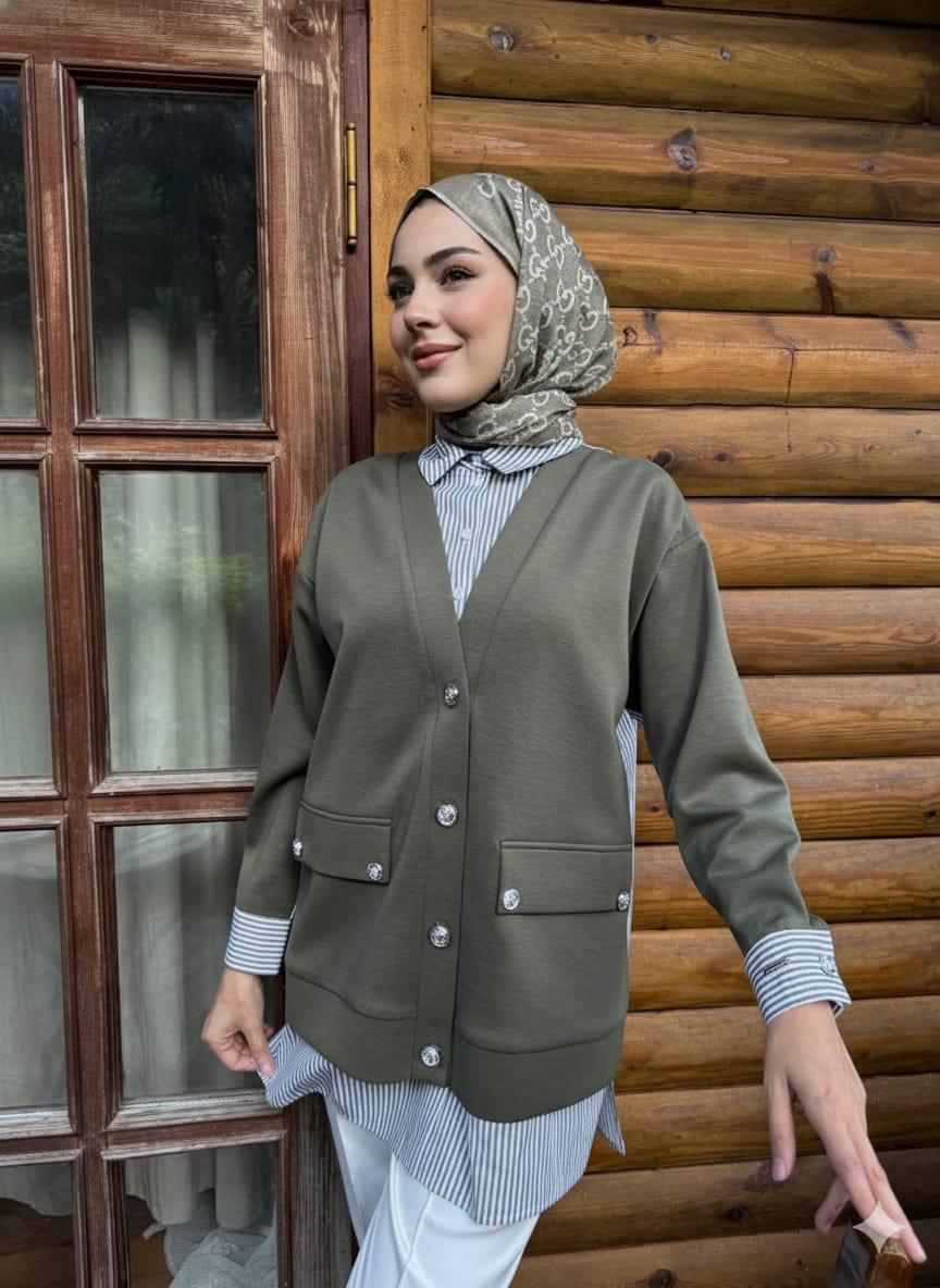 HIRKA GÖRÜNÜMLÜ DÜĞMELİ TUNİK