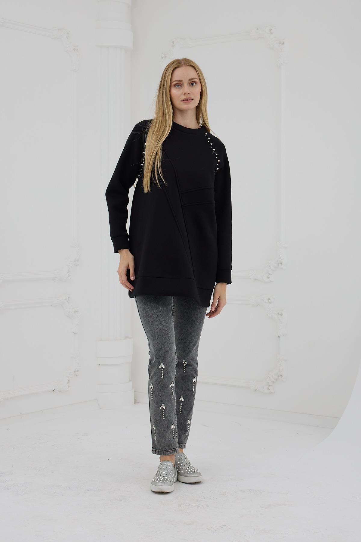İÇİ POLARLI ZIMBALI SWEATSHIRT