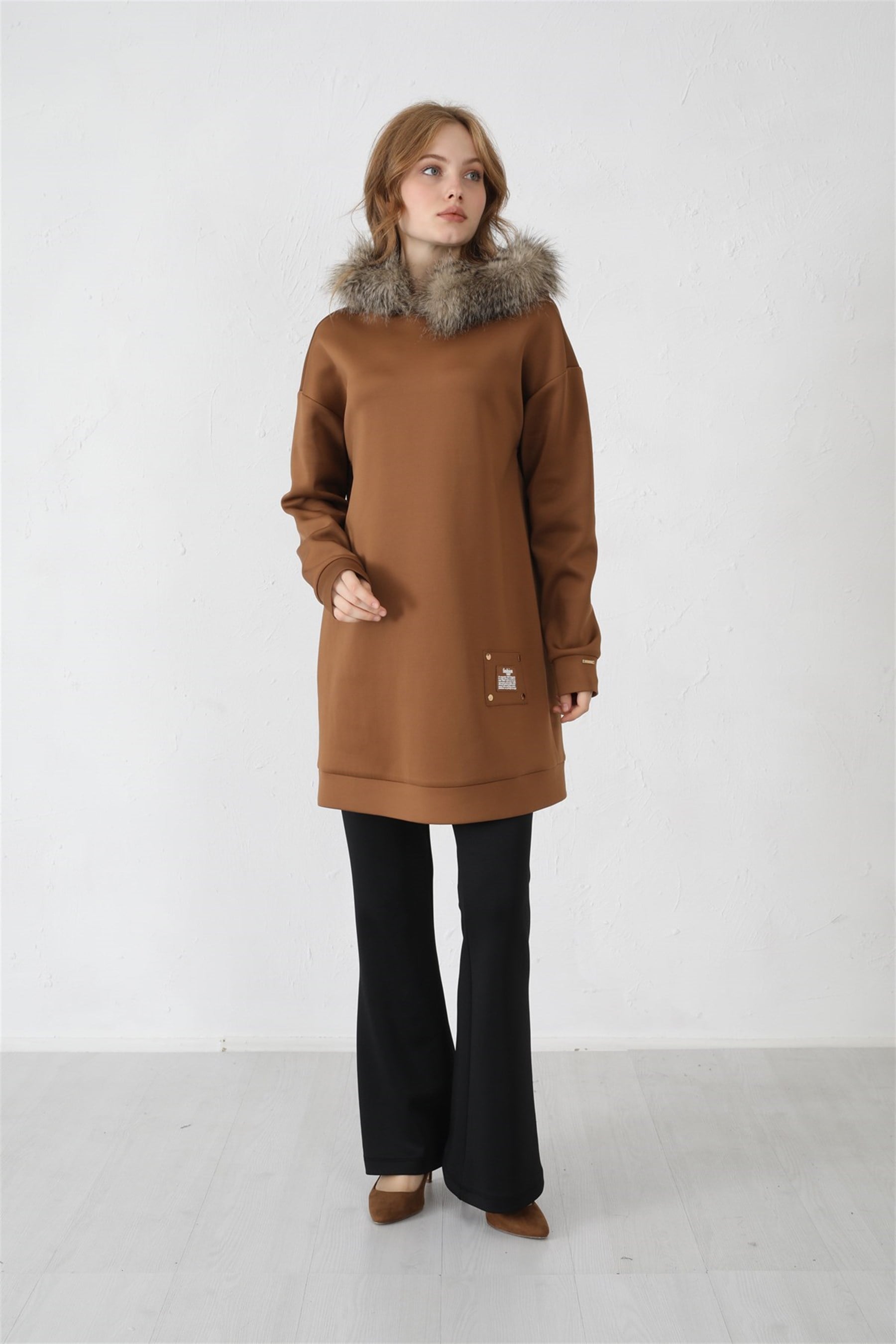 KAPÜŞONLU KÜRKLÜ SCUBA SWEATSHIRT