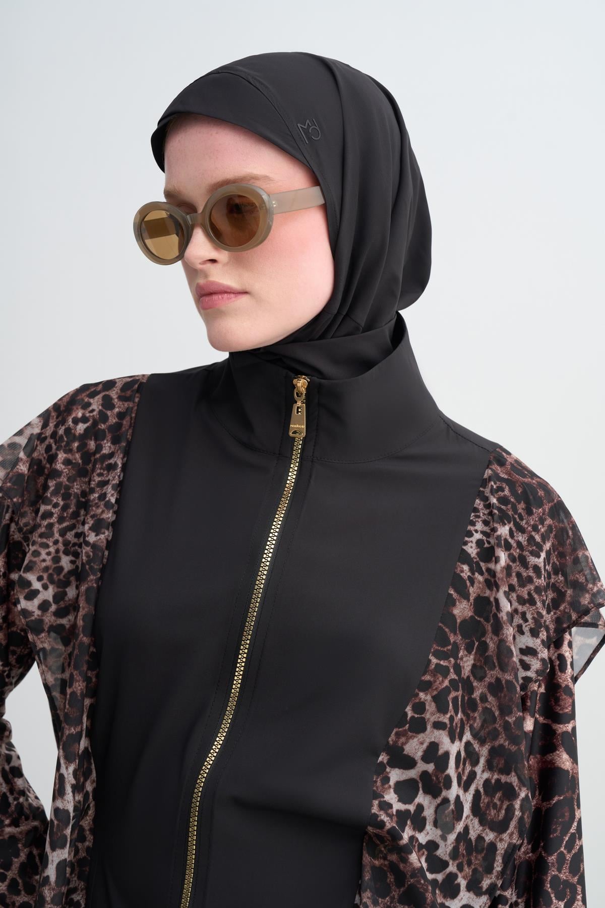 LEOPAR TÜL VOLANLI TESETTÜR MAYO