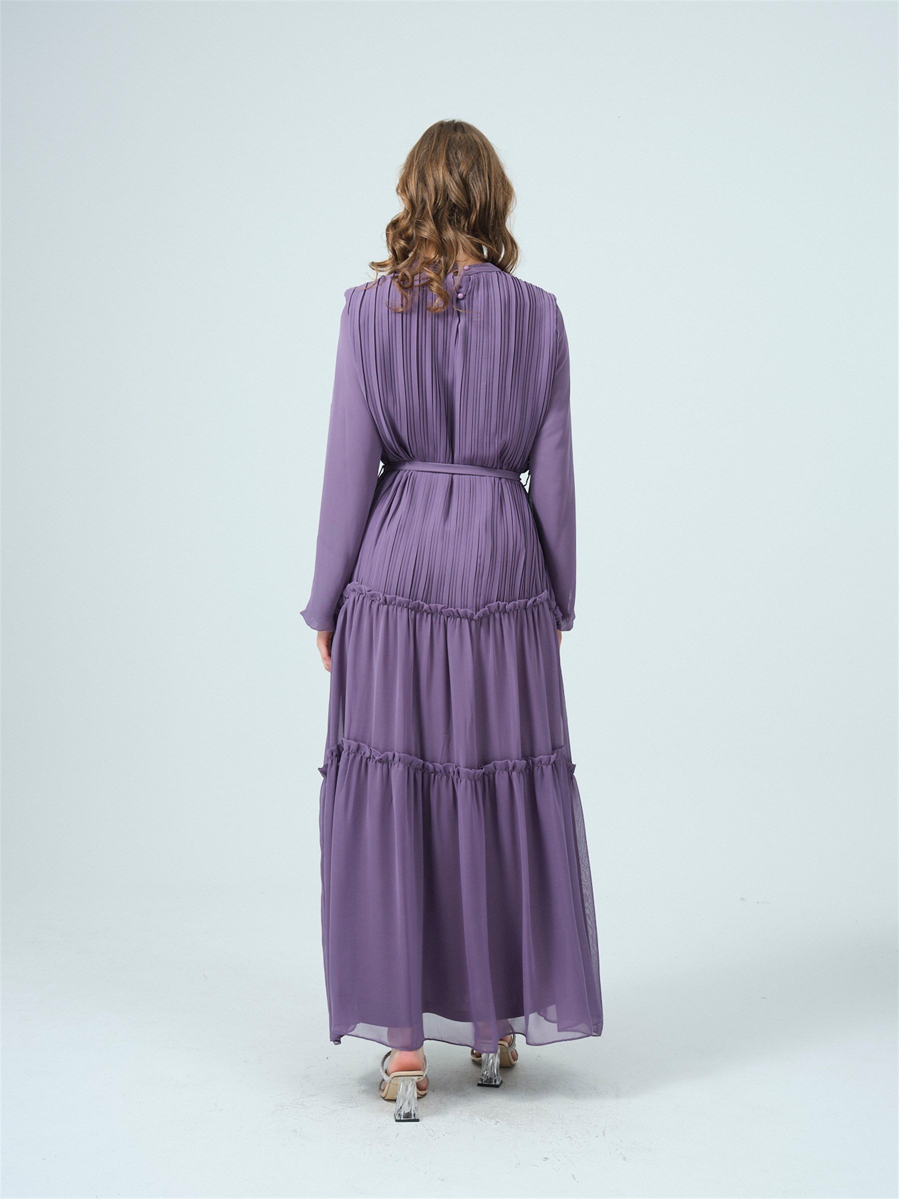 PİLİSELİ ŞİFONLU ELBİSE