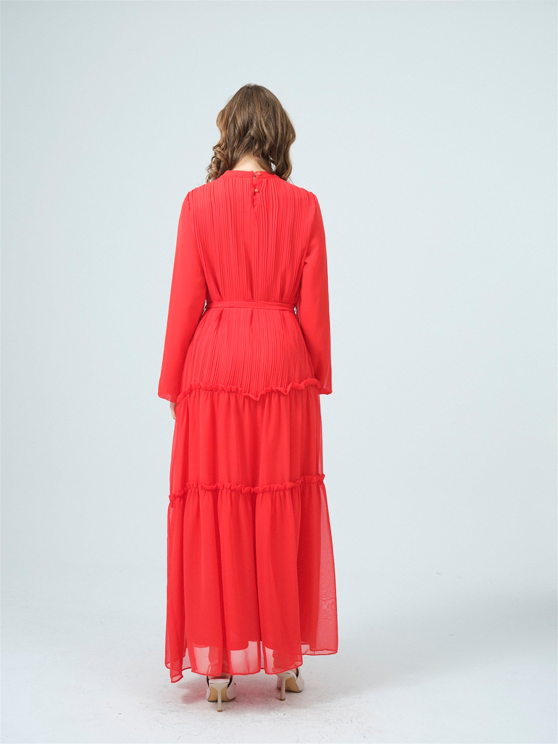 PİLİSELİ ŞİFONLU ELBİSE