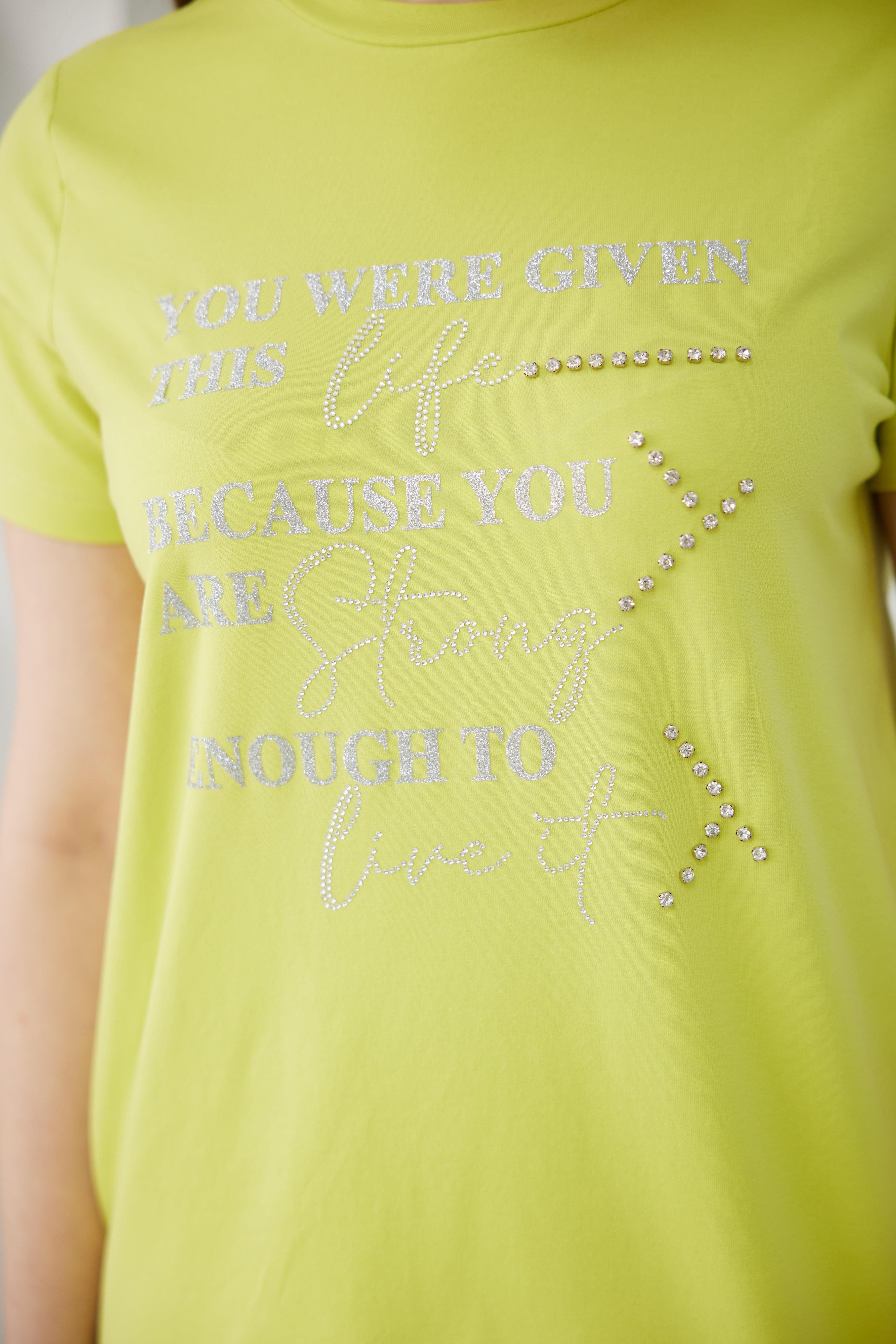 SİMLİ TAŞ İŞLEMELİ YAZILI TSHIRT