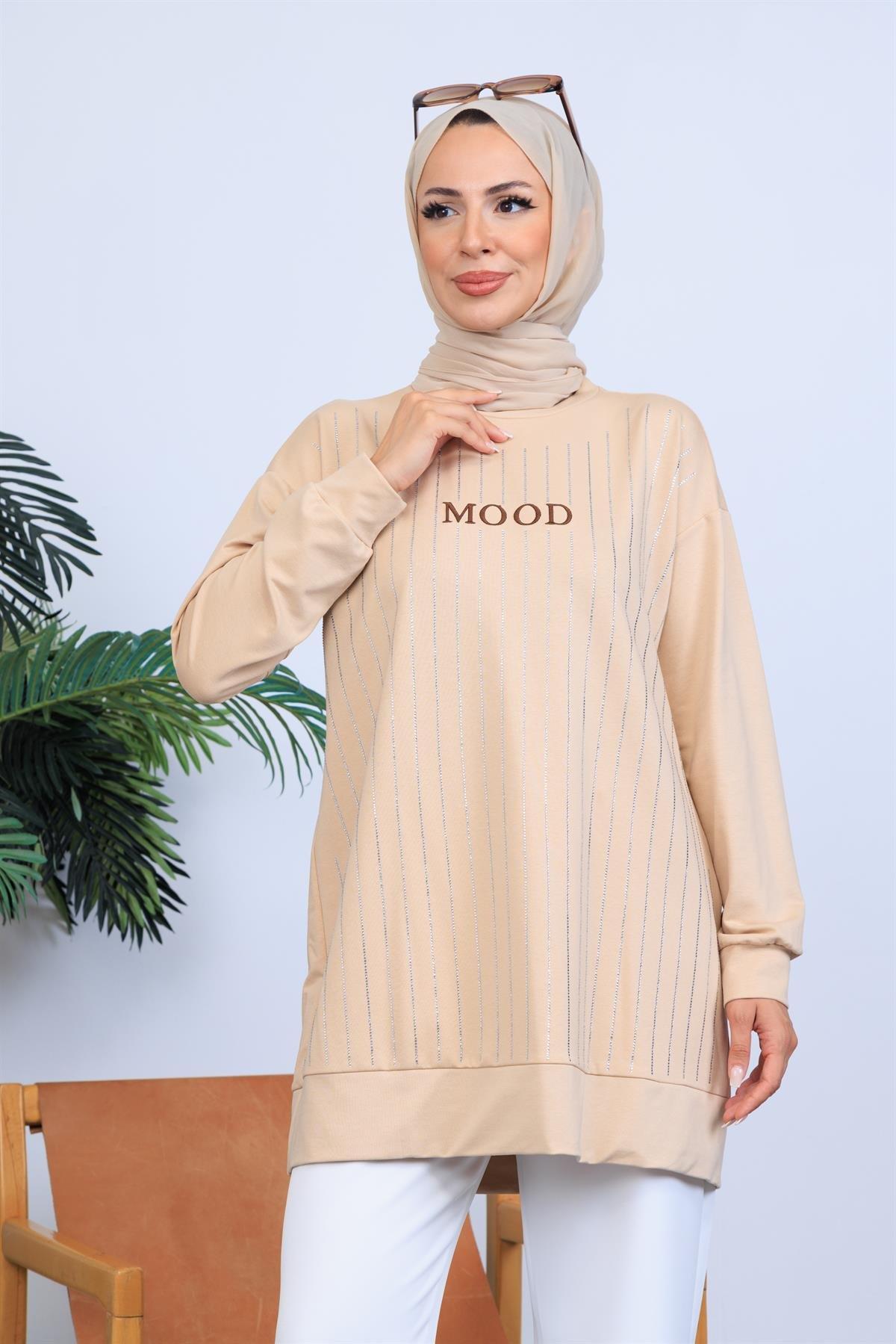 SIRA TAŞLI NAKIŞLI SWEATSHIRT