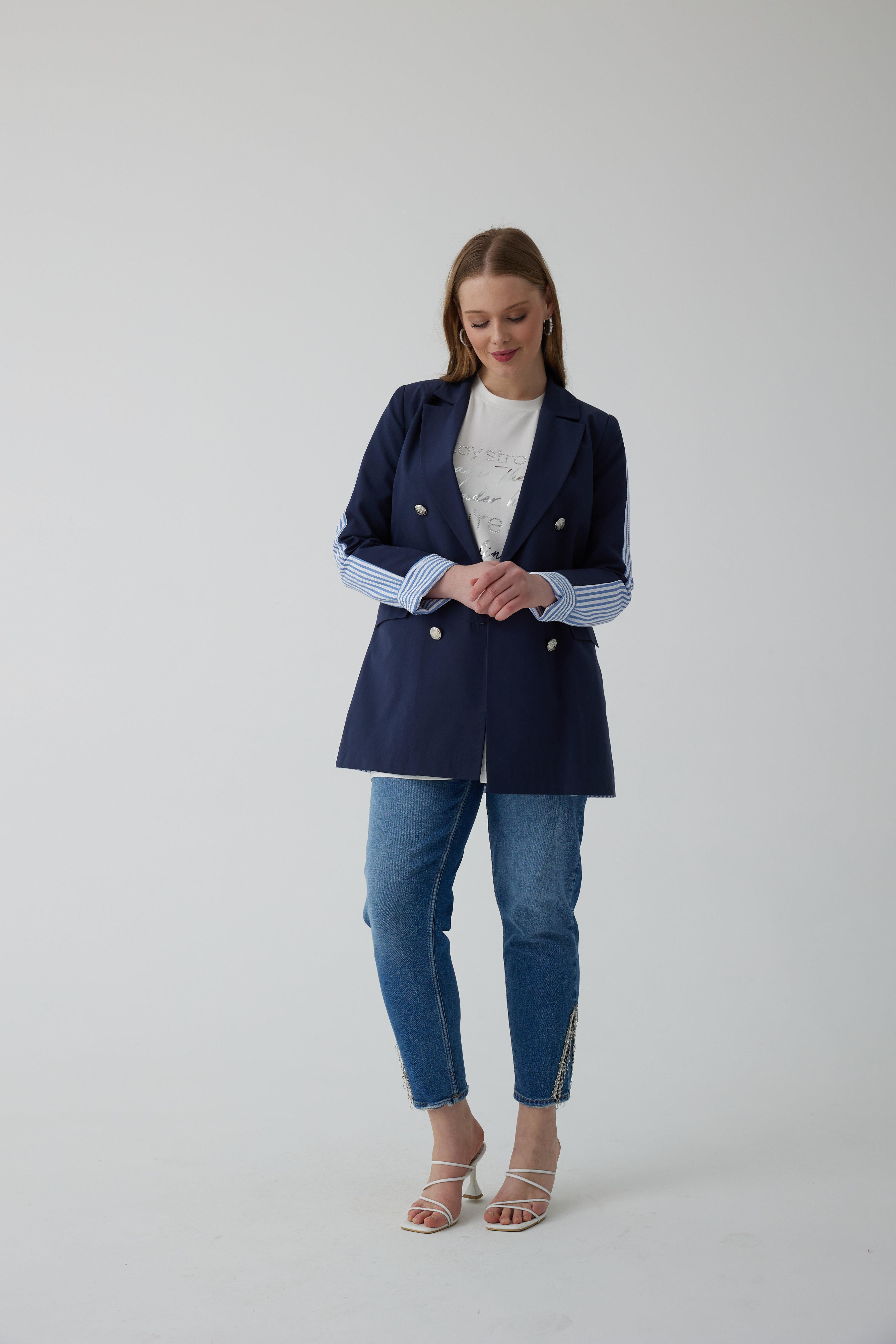 SIRTI ÇİZGİLİ BLAZER CEKET