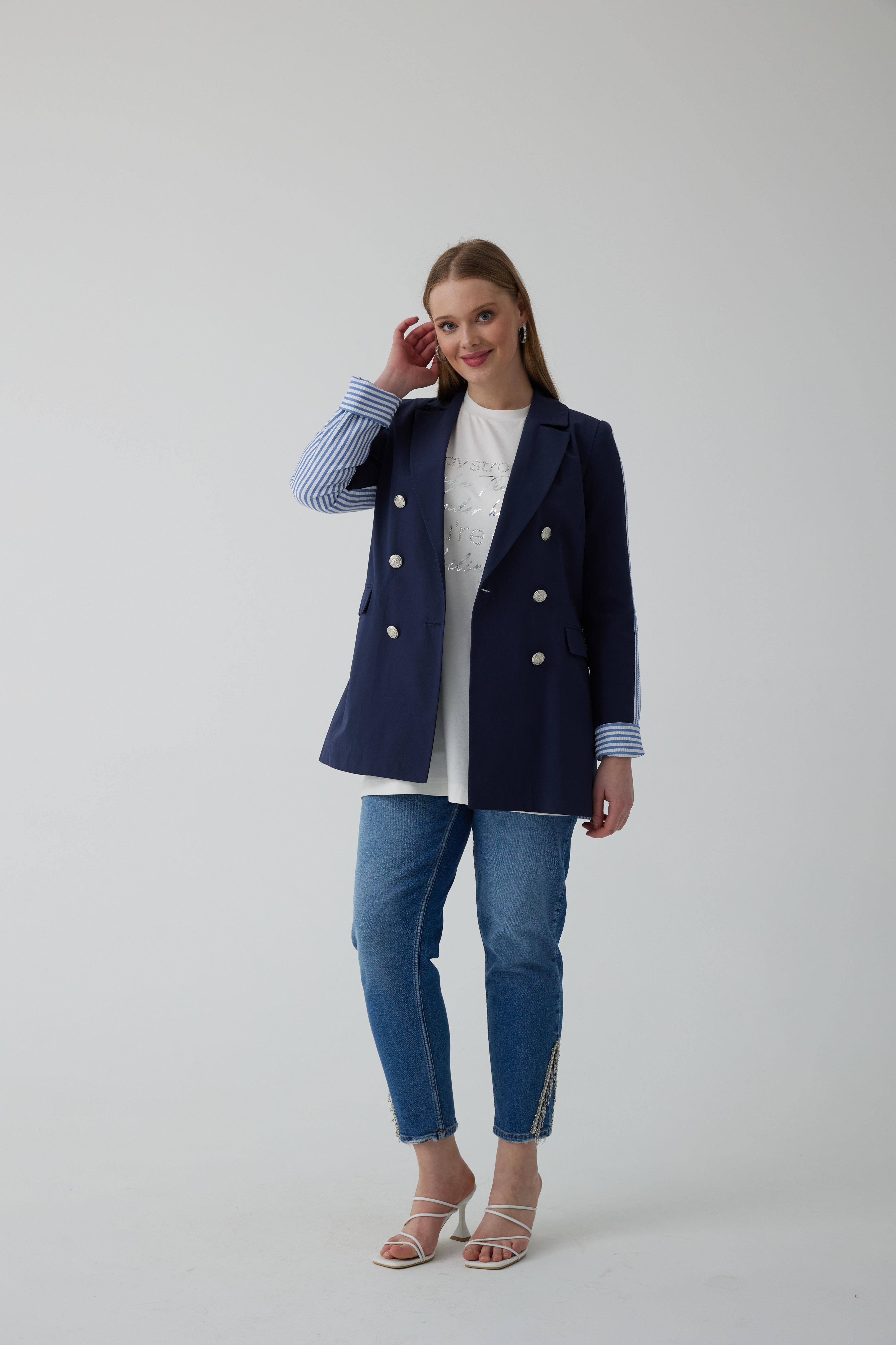 SIRTI ÇİZGİLİ BLAZER CEKET