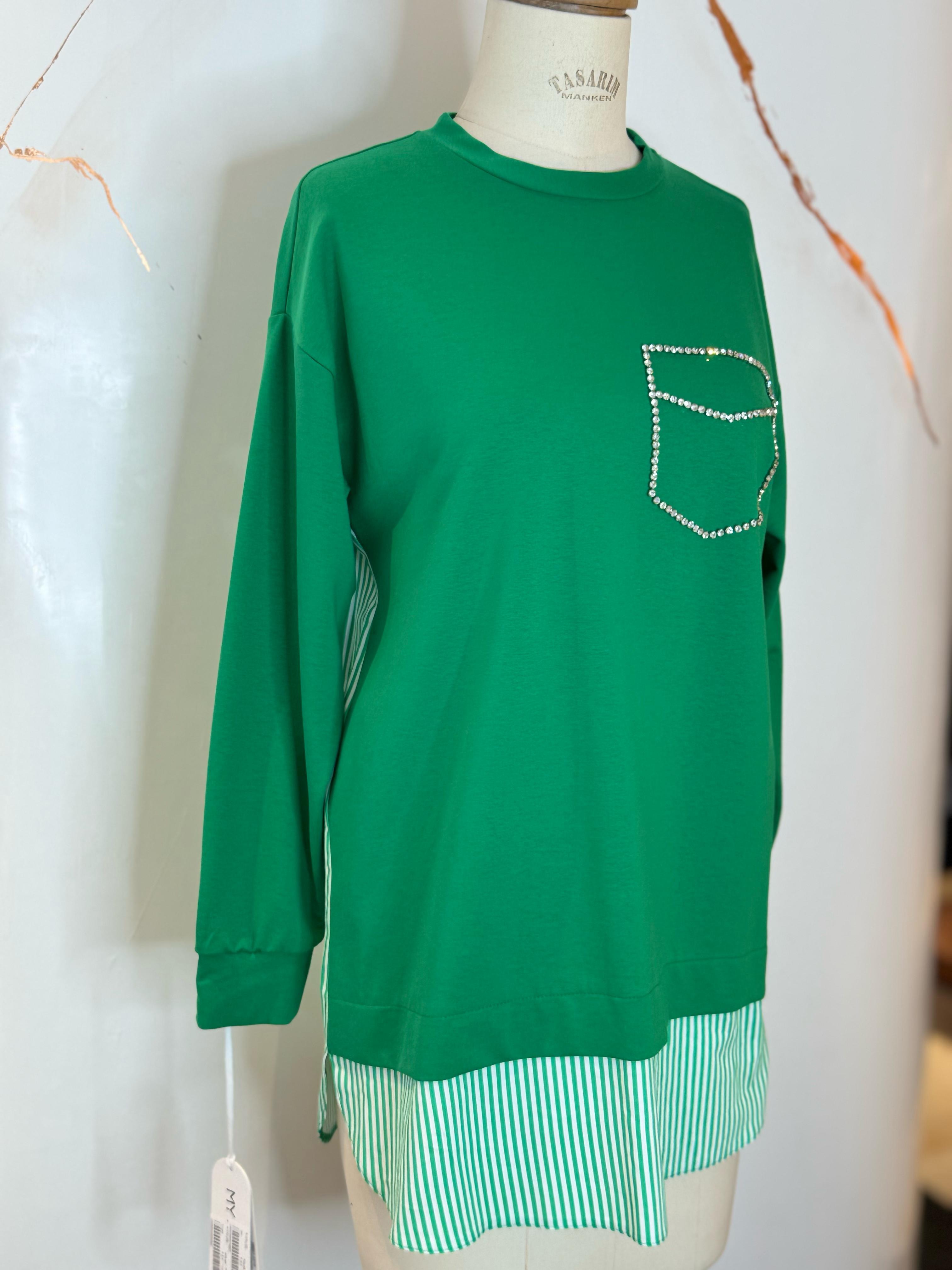 TAŞLI CEPLİ DANTELLİ SWEATSHIRT
