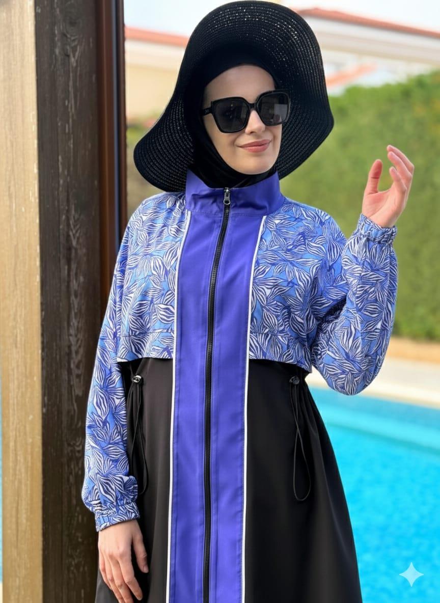 YAPRAK DESENLİ TESETTÜR MAYO